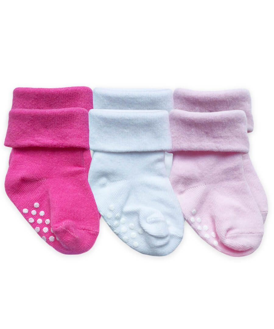 Multi 3 Pack Non-Skid Infant Girl Socks