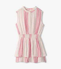 Ribbon Stripe Smocked Waist Dress | Pink