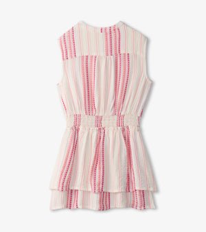 Ribbon Stripe Smocked Waist Dress | Pink