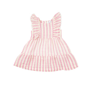 Pink Stripe Picot Trim Dress