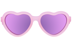 Heart Sunglasses - Frosted Pink with Purple Mirrored Polarized Lens