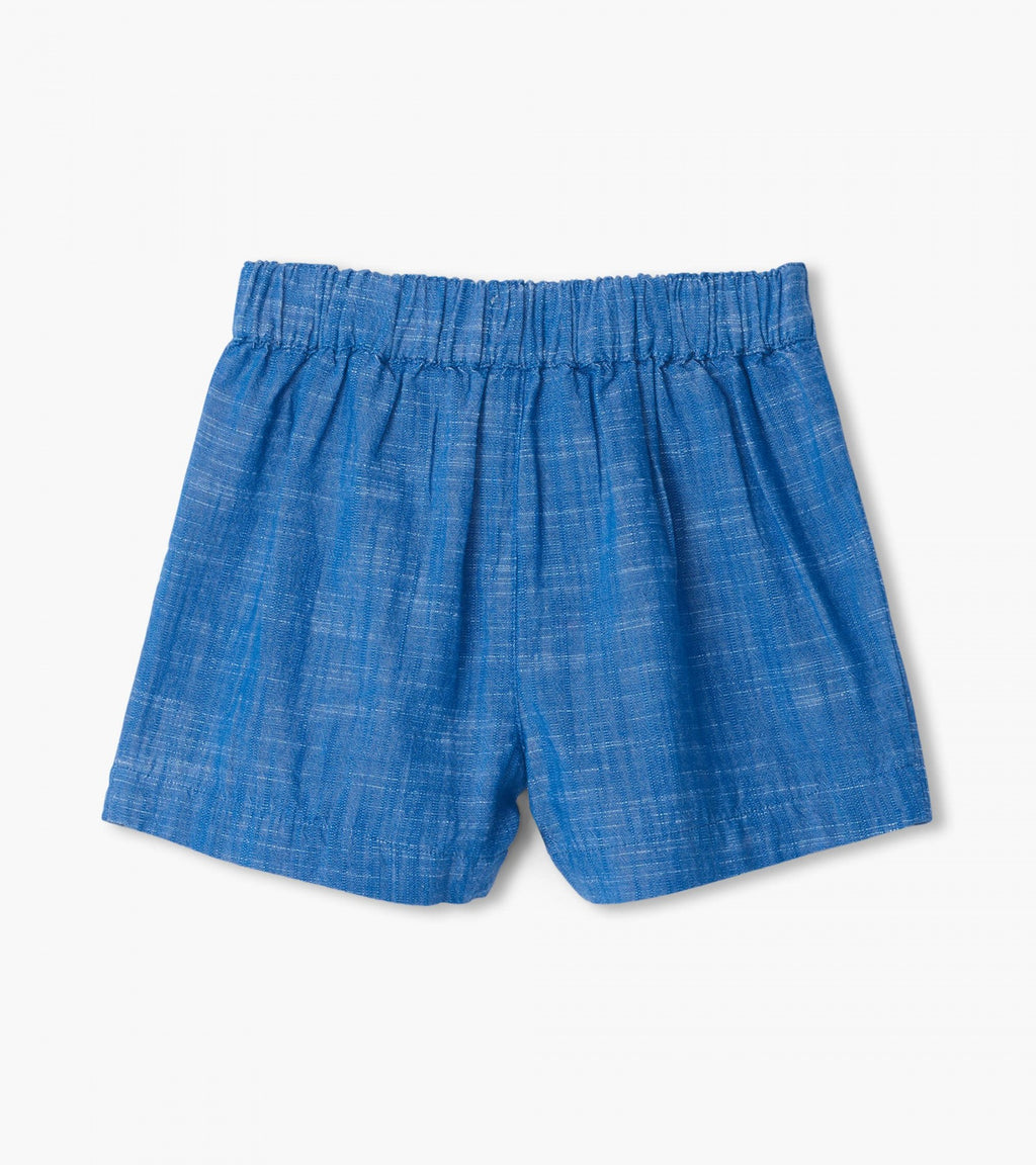 Belted Chambray Paper Bag Shorts