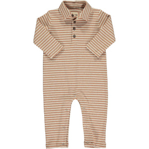Kingston Polo Romper - Pumpkin Double Stripe