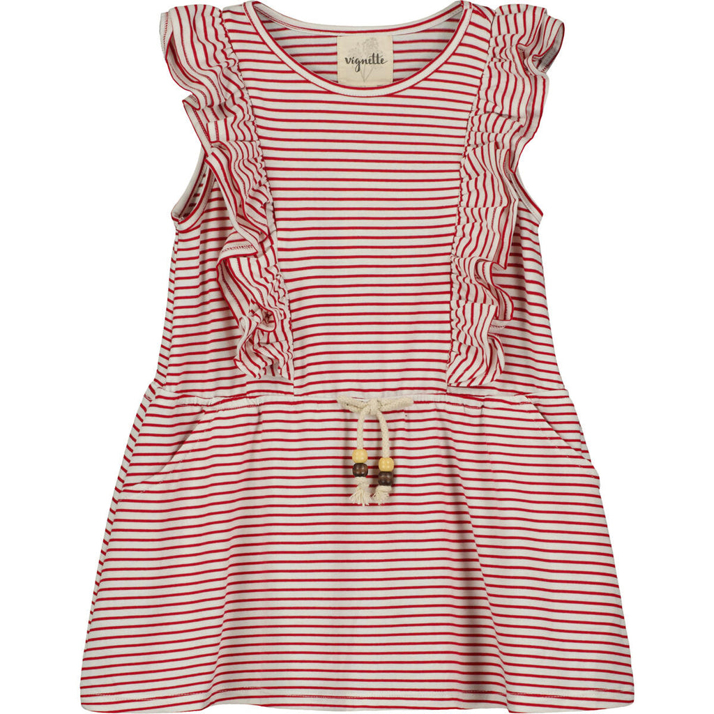 Jo Dress || Ivory Red Stripe