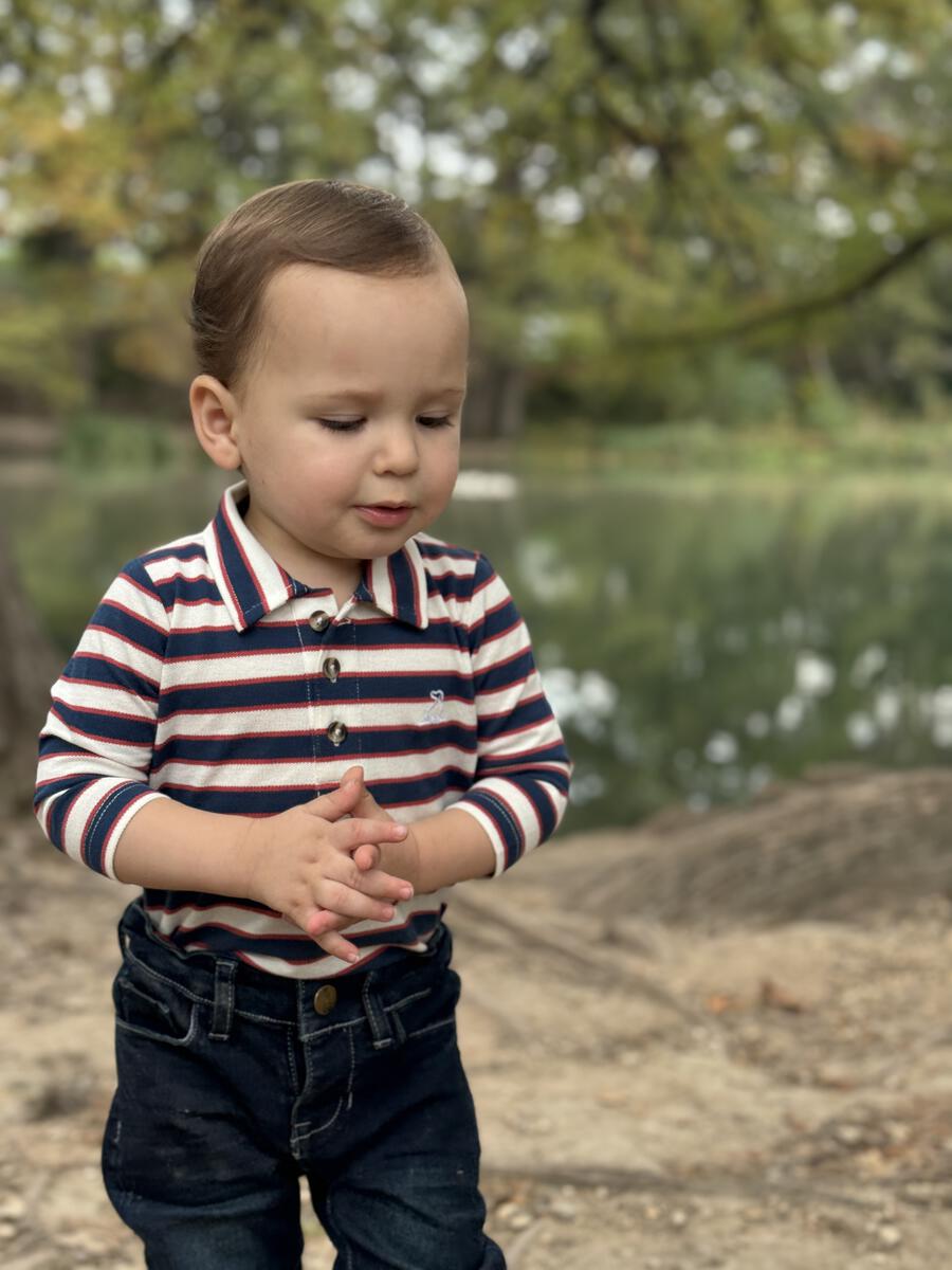 Seymour Pique Polo Onesie - Navy/Rust/Cream Stripe