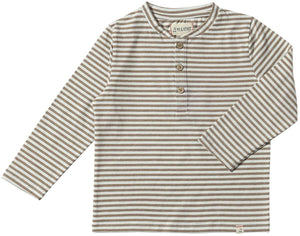 Adams Ribbed Henley - Taupe Stripe