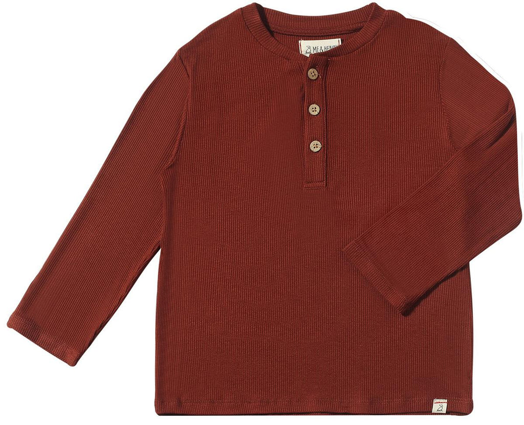 Adams Ribbed Henley - Rust