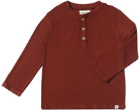 Adams Ribbed Henley - Rust