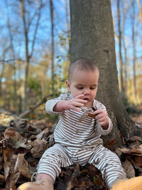 Mason Rib Romper - Taupe Stripe