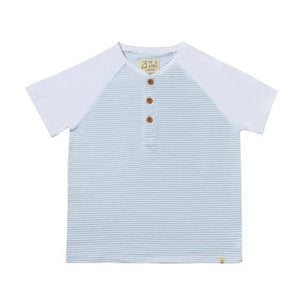 Beacon Raglan Henley - Blue & White Stripe