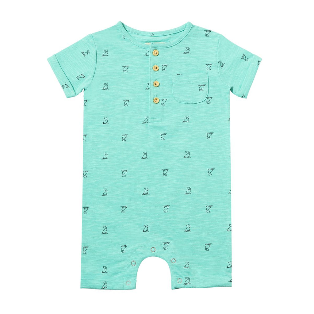 Martingale Romper - Aqua Henry Print