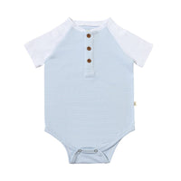 League Raglan Onesie - Blue & White Stripe