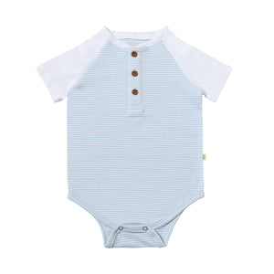 League Raglan Onesie - Blue & White Stripe