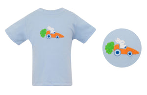 Bunny Garden Carrot Car - Light Blue Knit Boy's T-Shirt