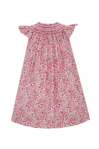Sabrinne - Hot Pink Liberty Floral Smocked Bishop Baby Dress