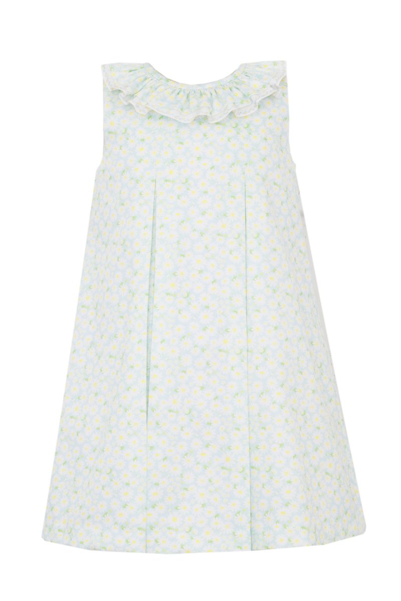 Daisies A-Line Dress with Double Ruffle Collar