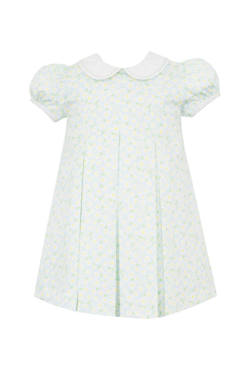 Daisies Dress with Pleats & Collar