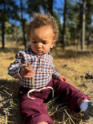 Jasper Woven Onesie - Burgundy Cream