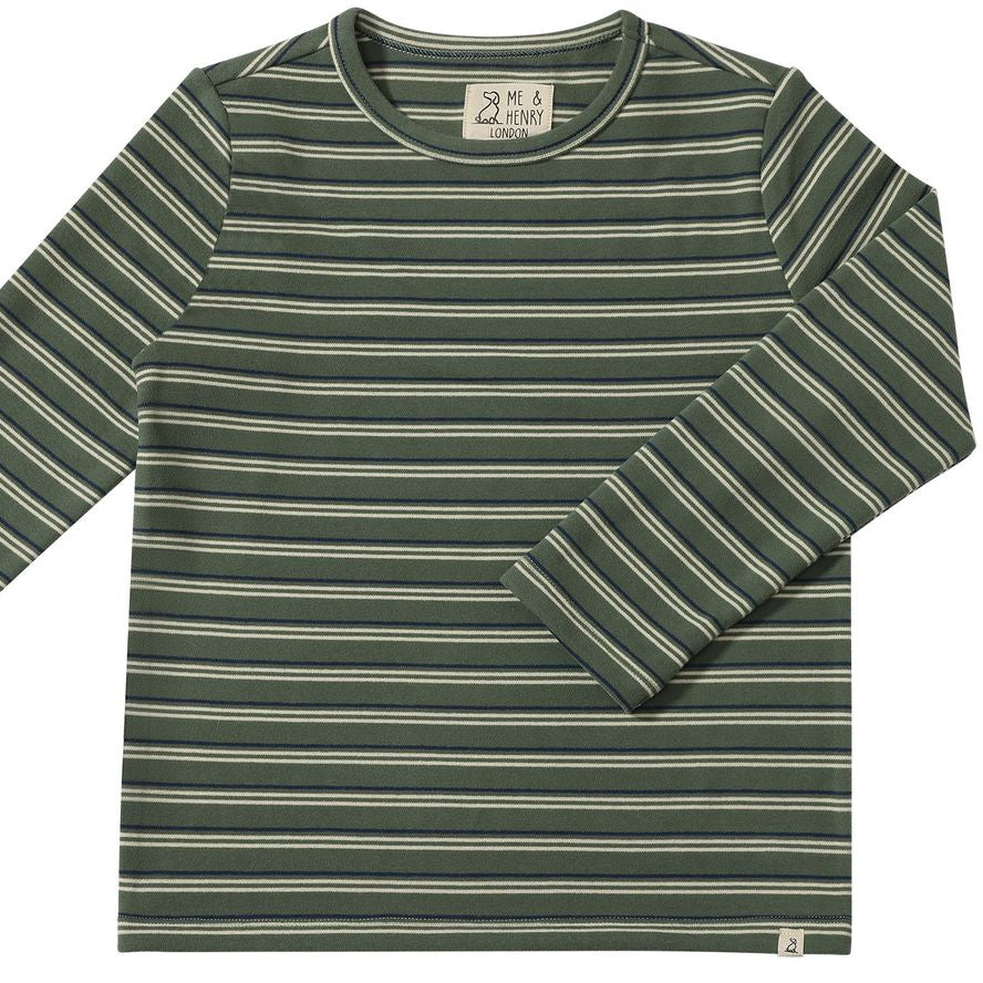 Toby Tee LS - Forest & White Stripe
