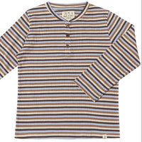 Adams Henley - Beige Blue Cream Stripe