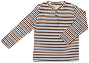Adams Henley - Beige Blue Cream Stripe