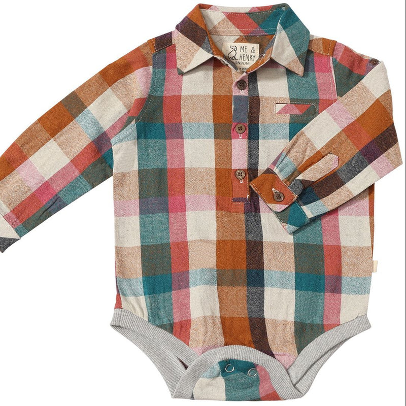 Jasper Woven Onesie - Rust Madras