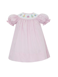 Birthday Smocked Pink Gingham Bishop Dress