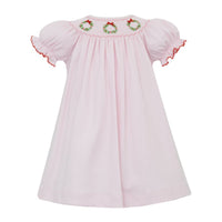 Wreaths Smocked Pink Knit Bishop Dress