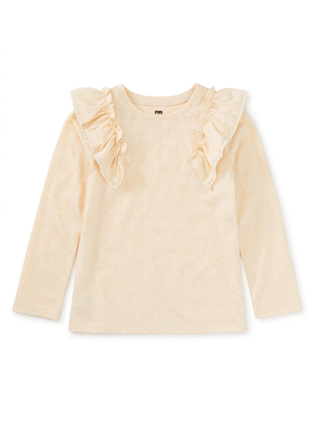 Oatmeal LS Lace Trim Top
