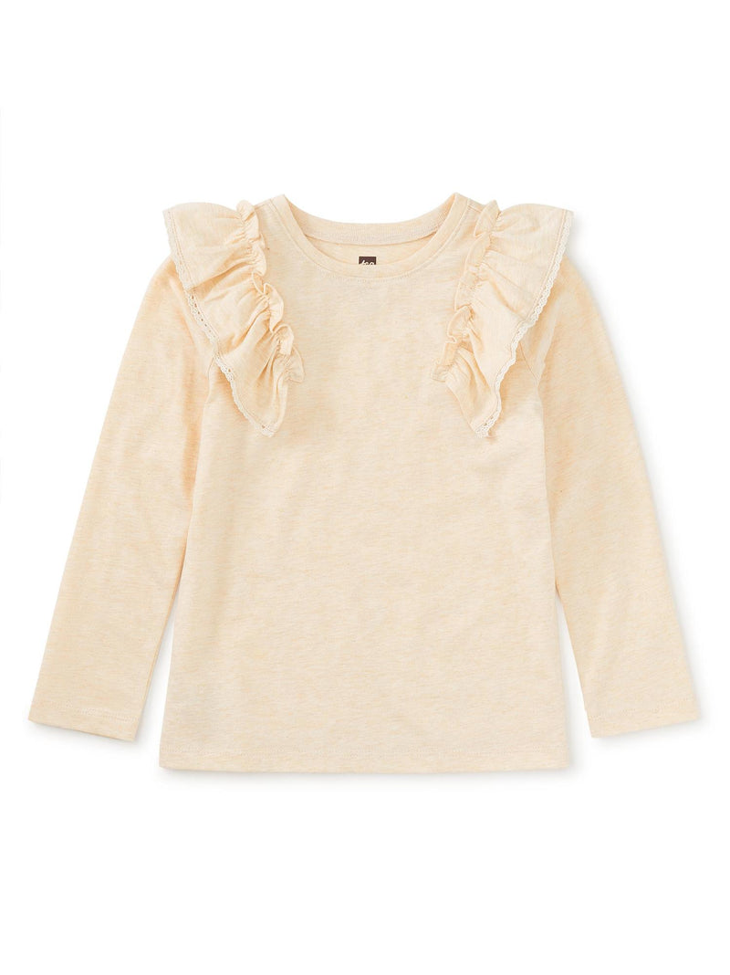 Oatmeal LS Lace Trim Top