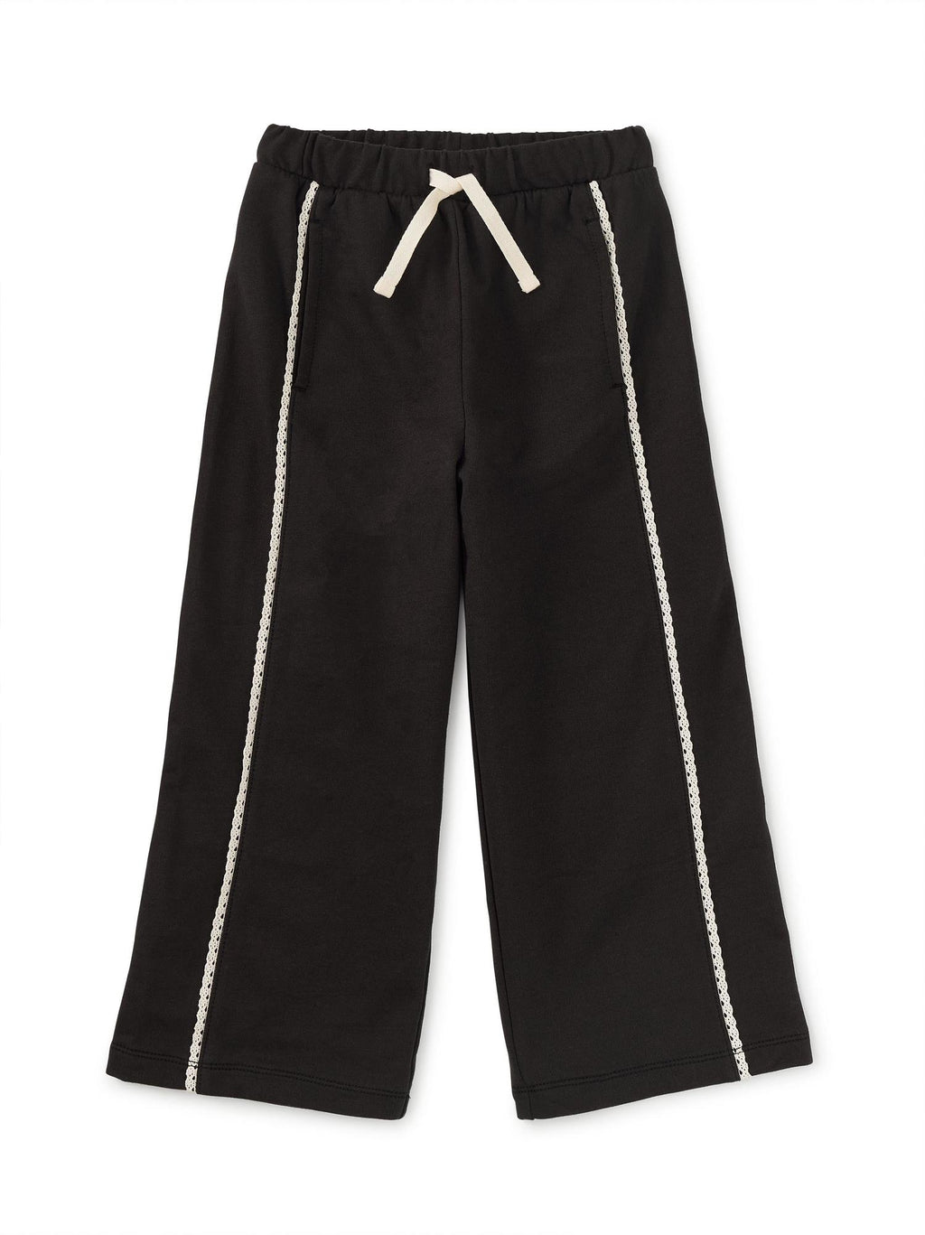 Lace Trim Track Pants - Jet Black