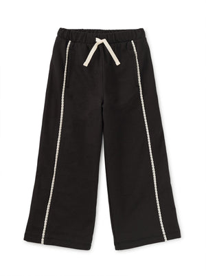 Lace Trim Track Pants - Jet Black