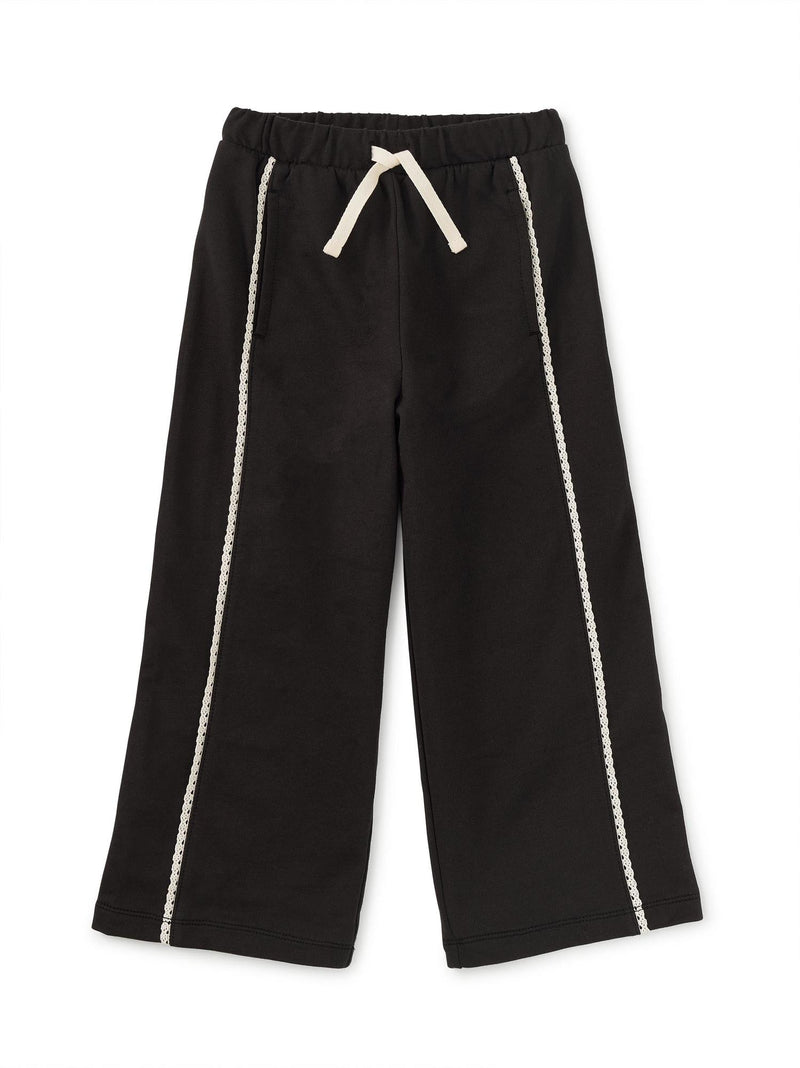 Lace Trim Track Pants - Jet Black