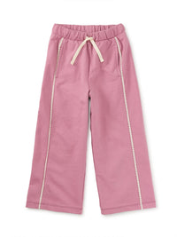 Lace Trim Track Pants - Hydrangea Pink