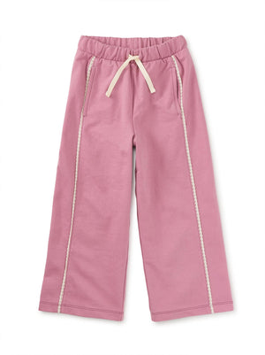 Lace Trim Track Pants - Hydrangea Pink