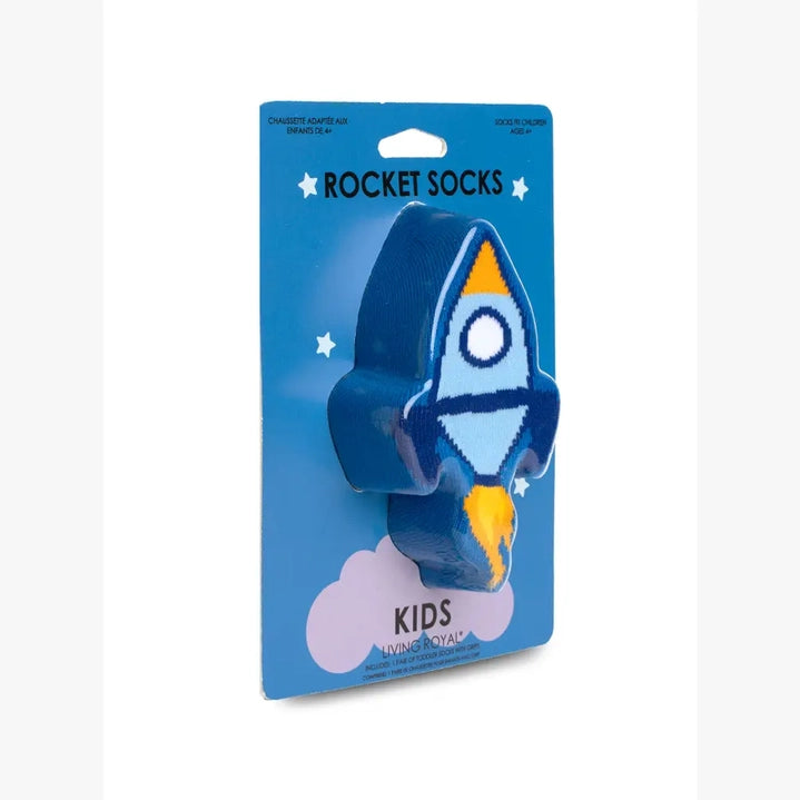 3D Packaged Crew Socks - Kids - Rocket Ship in Space - Blue