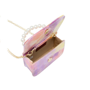 Tie Dye Crocodile Pearl Handle Bag - Pink