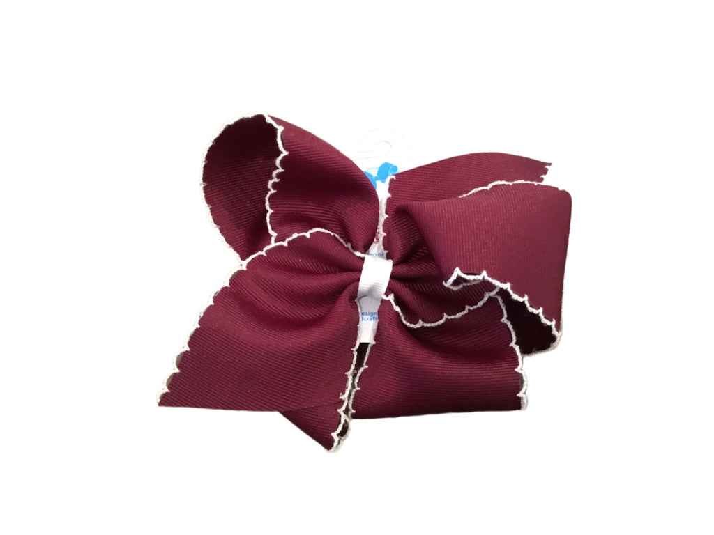 Maroon & White Moonstitch Bow