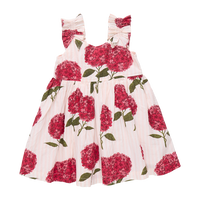 Via Dress - Pink Stripe Hydrangeas