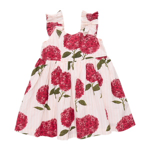 Via Dress - Pink Stripe Hydrangeas