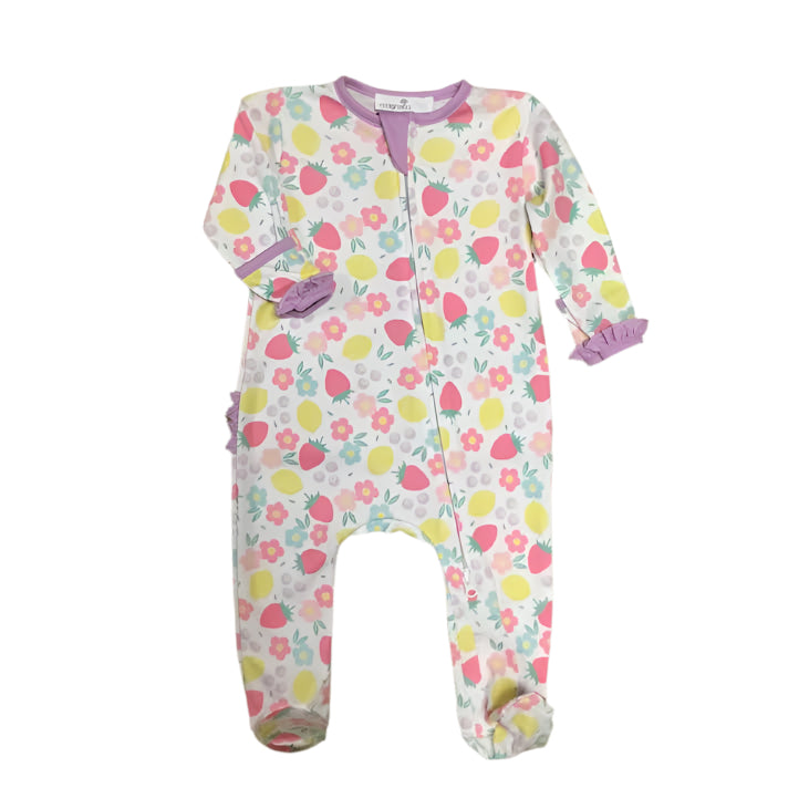 Fruity Fun Lilac Ruffle Zipper Footie