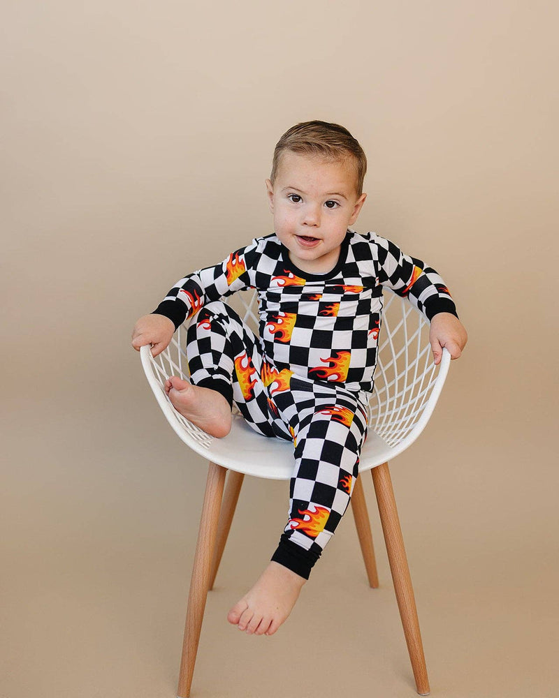 Bamboo Two Piece Set - Checker Blaze