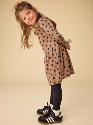 Leopard Dots LS Skirted Dress