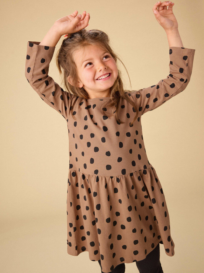Leopard Dots LS Skirted Dress