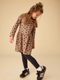 Leopard Dots LS Skirted Dress