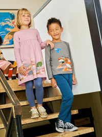 Tiger Story Skirted Dress - Hydrangea