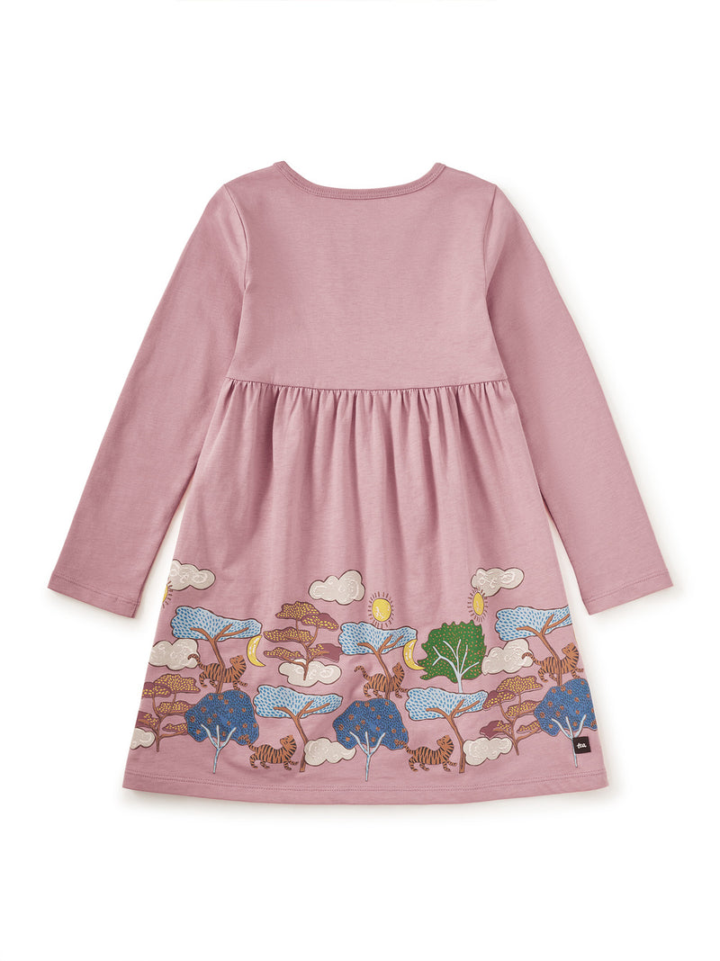 Tiger Story Skirted Dress - Hydrangea