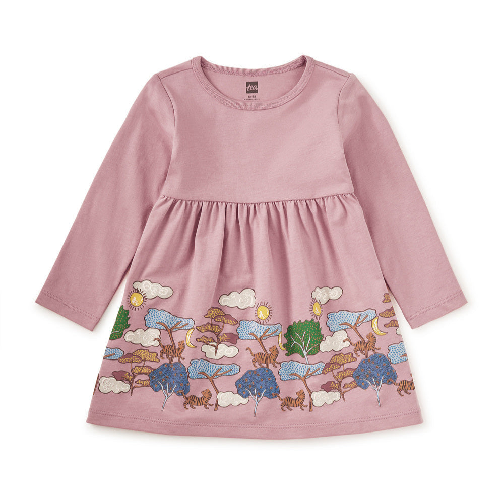 Tiger Story Skirted Dress - Hydrangea
