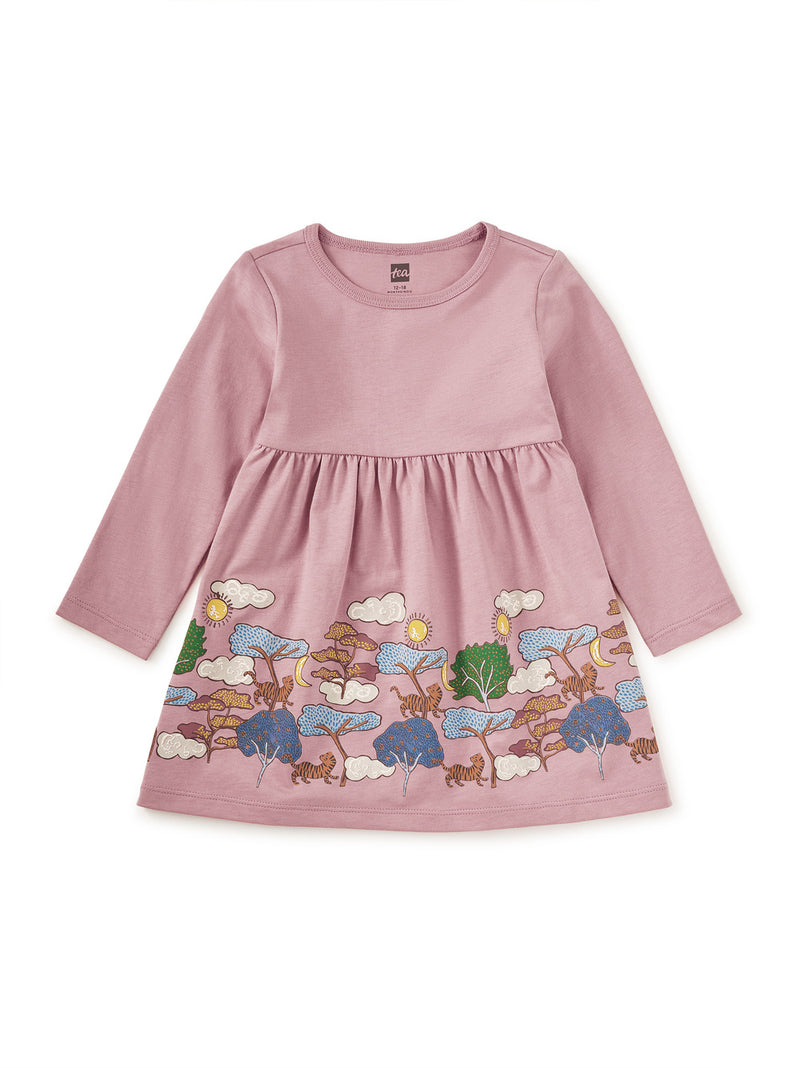Tiger Story Skirted Dress - Hydrangea