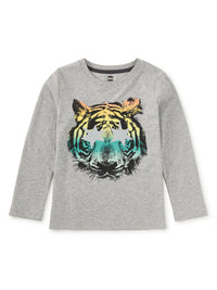 Star Foil Tiger LS Graphic Tee - Heather Grey